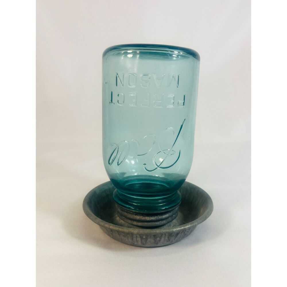 Galvanized Metal Chicken Feeder Ball Perfect Aqua Mason Jar Quart